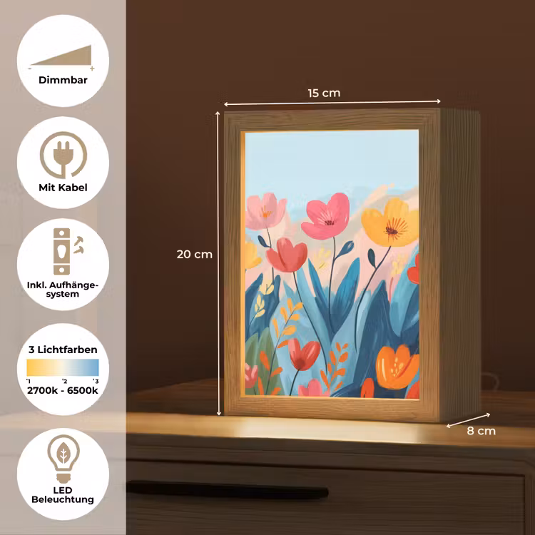 Illustratie - Bloemen - Kleurrijk Light Box met kabel (Tafellamp) klein -USP_DE