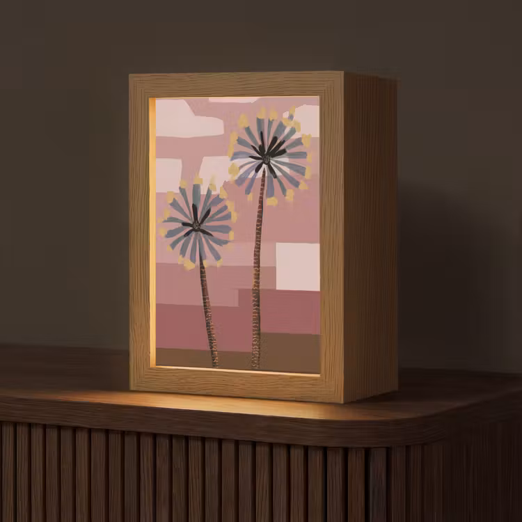 Illustratie - Bloemen - Vlakken - Abstract Light Box met kabel (Tafellamp) klein -z3d_website