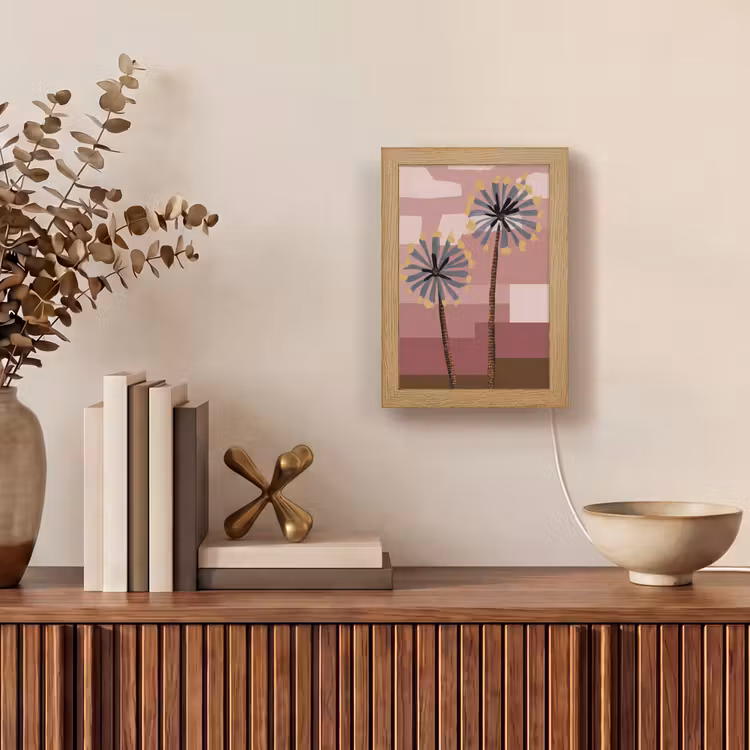 Illustratie - Bloemen - Vlakken - Abstract Light Box met kabel (Tafellamp) klein -sfeer2