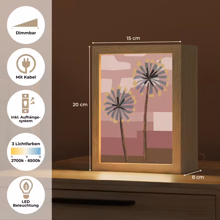 Illustratie - Bloemen - Vlakken - Abstract Light Box met kabel (Tafellamp) klein -USP_DE