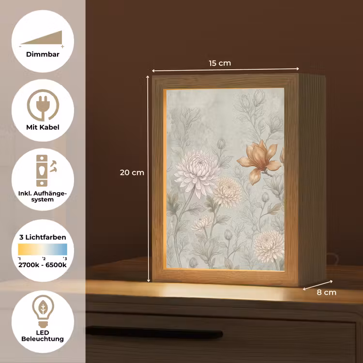 Illustratie - Bloemen - Groen Light Box met kabel (Tafellamp) klein -USP_DE