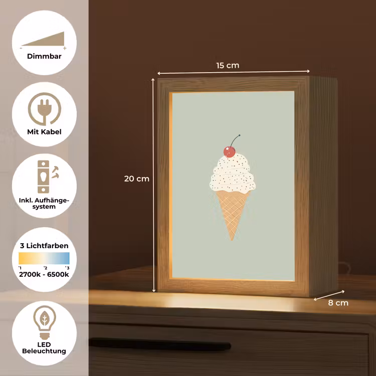 Illustratie - Ijsje - Spikkels - Kers Light Box met kabel (Tafellamp) klein -USP_DE