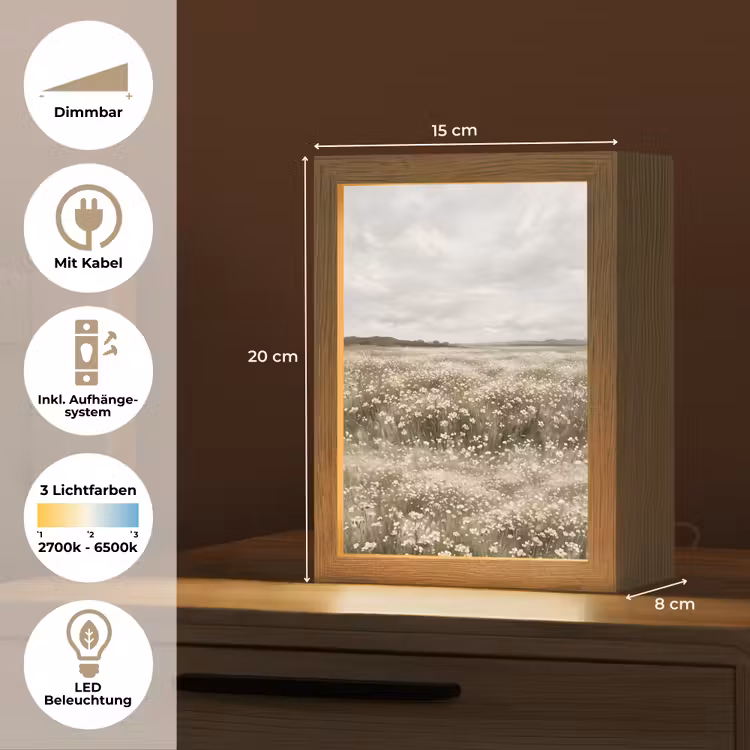 Illustratie - Landschap - Wit Light Box met kabel (Tafellamp) klein -USP_DE