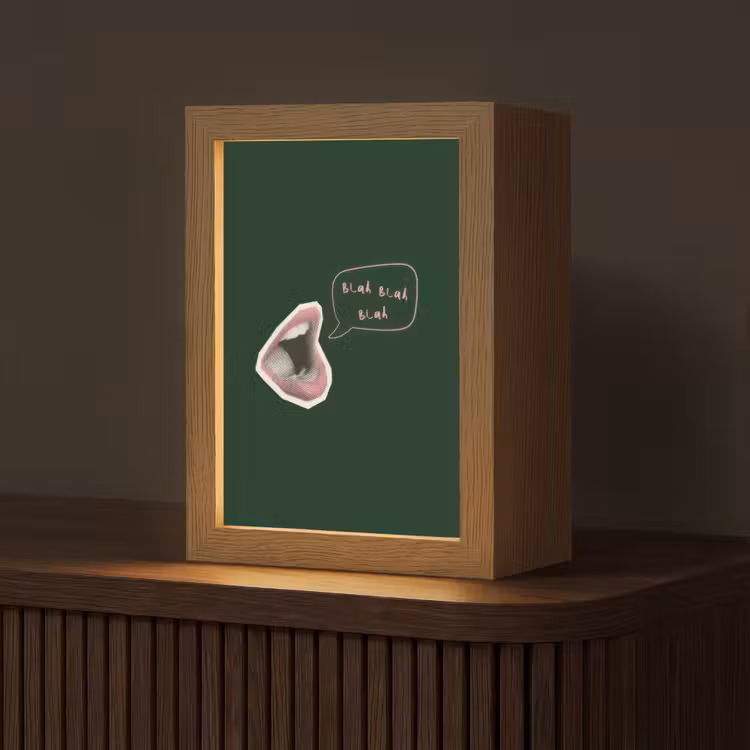 Illustratie - Mond - Donkergroen - Tekstwolkje Light Box met kabel (Tafellamp) klein -z3d_website