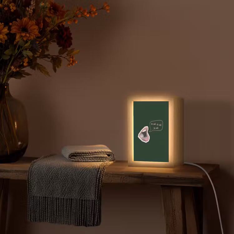 Illustratie - Mond - Donkergroen - Tekstwolkje Light Box met kabel (Tafellamp) klein -sfeer4