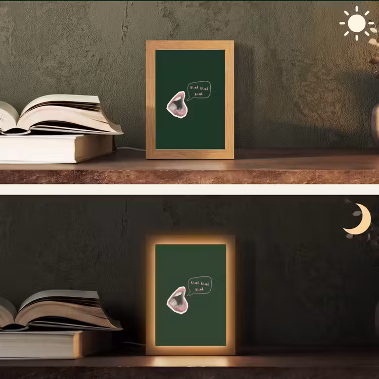 Illustratie - Mond - Donkergroen - Tekstwolkje Light Box met kabel (Tafellamp) klein -sfeer3
