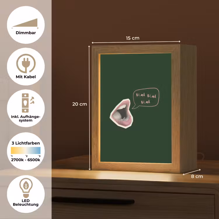 Illustratie - Mond - Donkergroen - Tekstwolkje Light Box met kabel (Tafellamp) klein -USP_DE