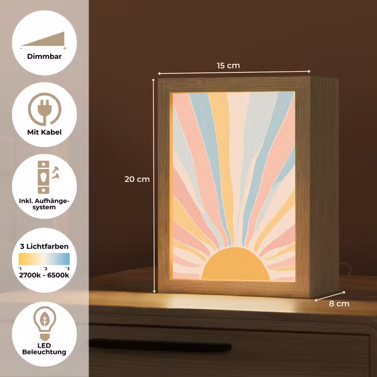 Illustratie - Zon - Pastelkleuren Light Box met kabel (Tafellamp) klein -USP_DE