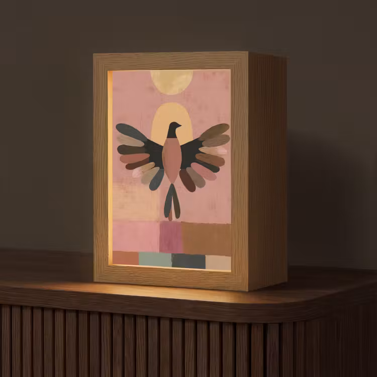 Illustratie - Vogel - Vlakken - Kleurrijk Light Box met kabel (Tafellamp) klein -z3d_website