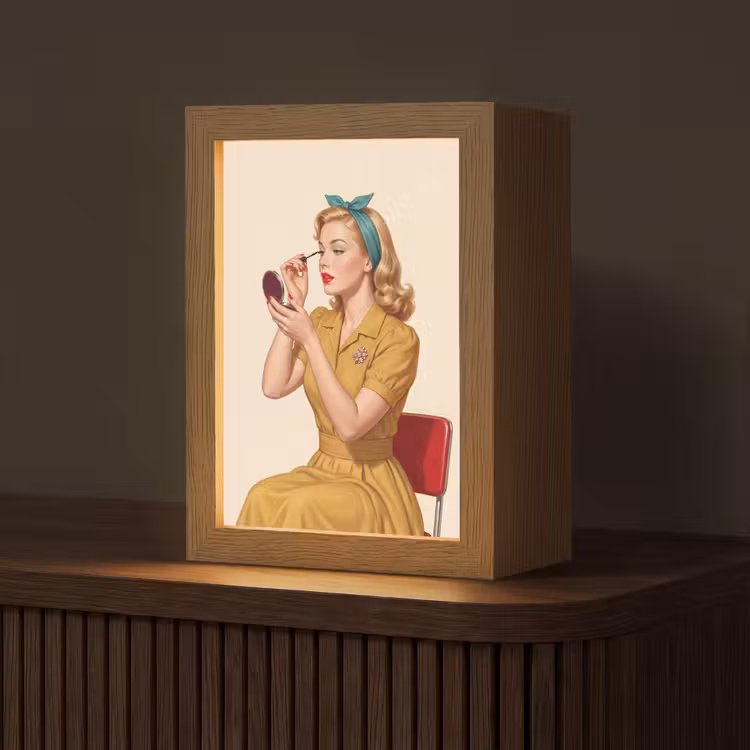 Illustratie - Mascara - Vrouw - Geel Light Box met kabel (Tafellamp) klein -z3d_website