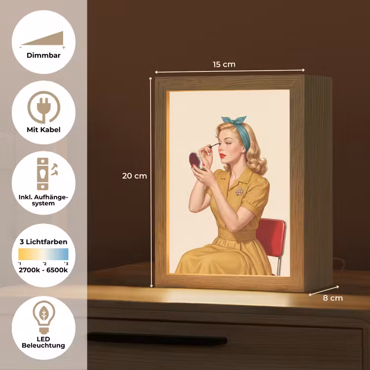 Illustratie - Mascara - Vrouw - Geel Light Box met kabel (Tafellamp) klein -USP_DE