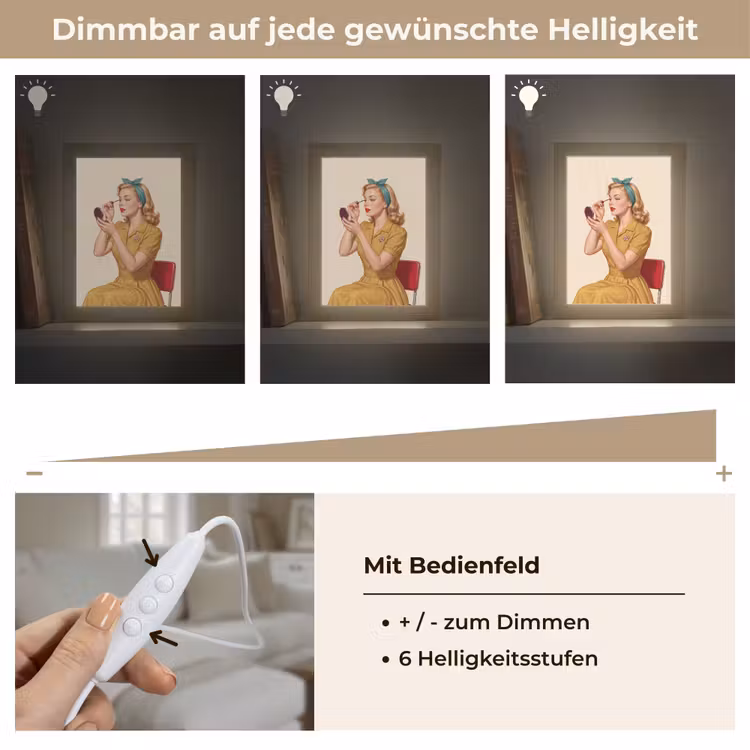 Illustratie - Mascara - Vrouw - Geel Light Box met kabel (Tafellamp) klein -USP_dimbaarDE