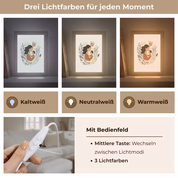 Illustratie - Quote - Moeder Light Box met kabel (Tafellamp) klein -USP_lichtkleurDE