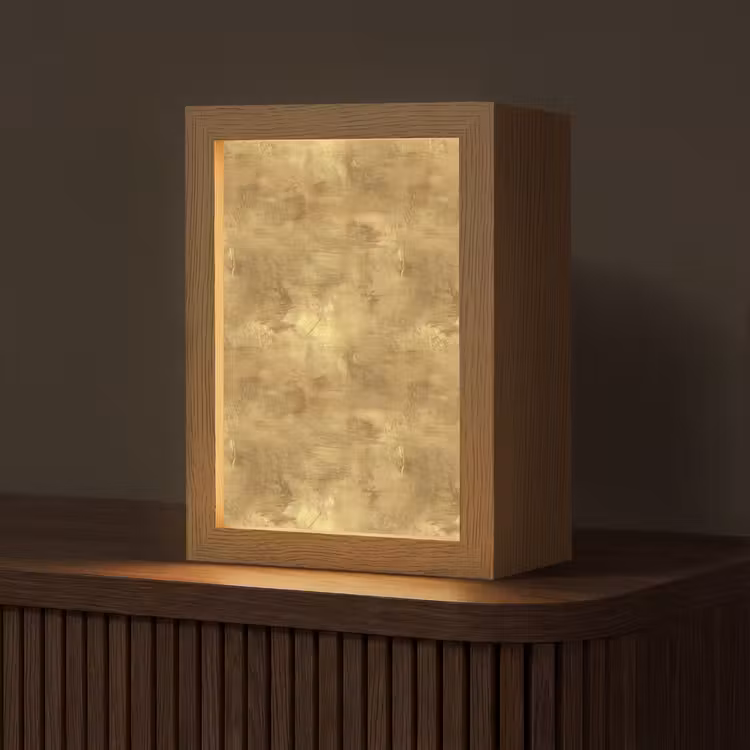 Industrieel - Textuur - Goud Light Box met kabel (Tafellamp) klein 925 -z3d_website