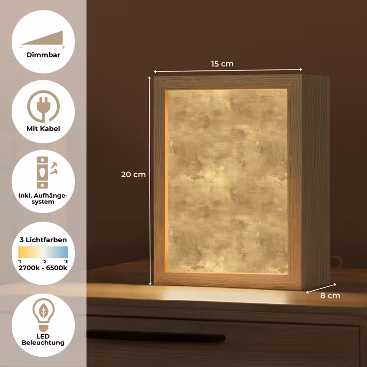 Industrieel - Textuur - Goud Light Box met kabel (Tafellamp) klein 925 -USP_DE