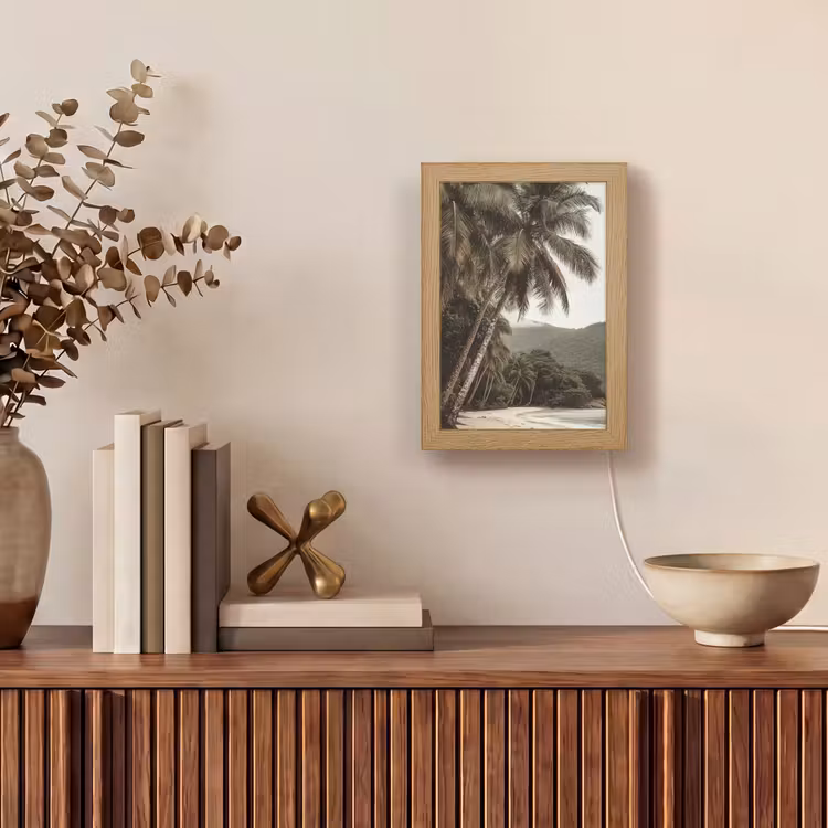 Eiland - Palmboom - Zee Light Box met kabel (Tafellamp) klein -sfeer2