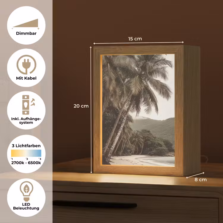 Eiland - Palmboom - Zee Light Box met kabel (Tafellamp) klein -USP_DE