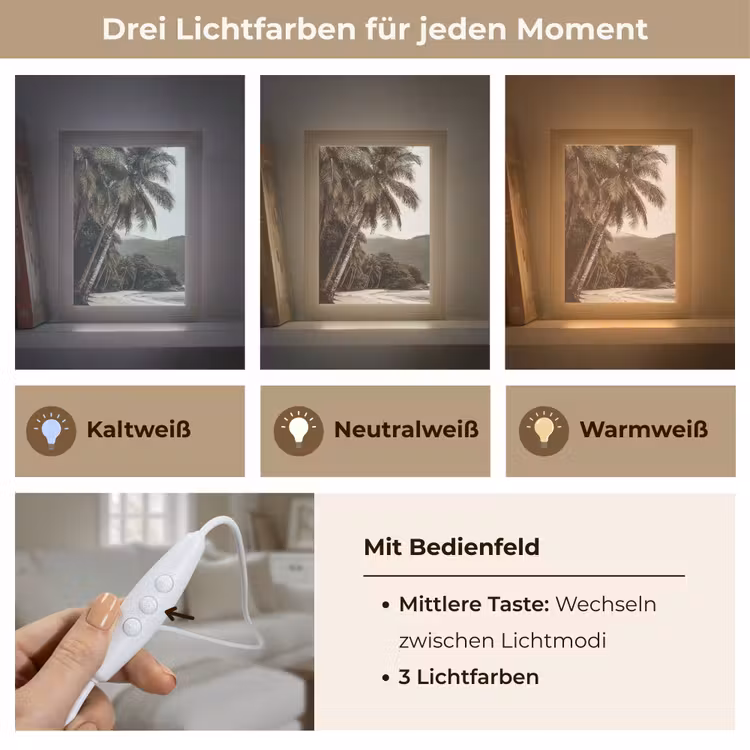 Eiland - Palmboom - Zee Light Box met kabel (Tafellamp) klein -USP_lichtkleurDE