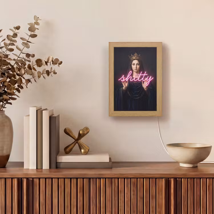 Ironisch - Tekst - Neon Light Box met kabel (Tafellamp) klein -sfeer2