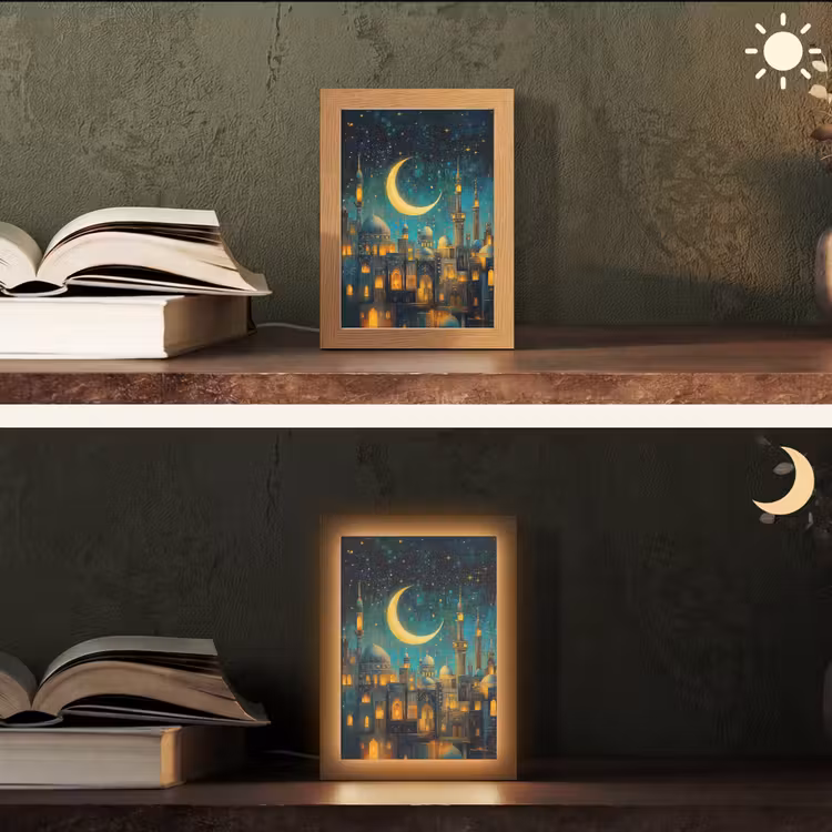 Islamitisch - Moskee - Ramadan - Islam Light Box met kabel (Tafellamp) klein -sfeer3