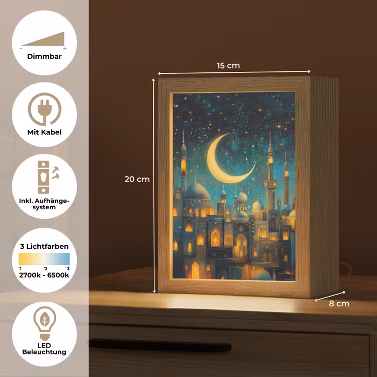 Islamitisch - Moskee - Ramadan - Islam Light Box met kabel (Tafellamp) klein -USP_DE