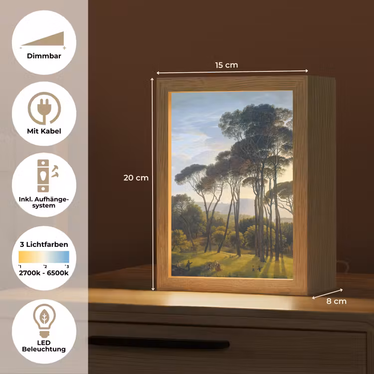 Italiaans landschap met parasoldennen - Kunst - Oude meesters Light Box met kabel (Tafellamp) klein -USP_DE