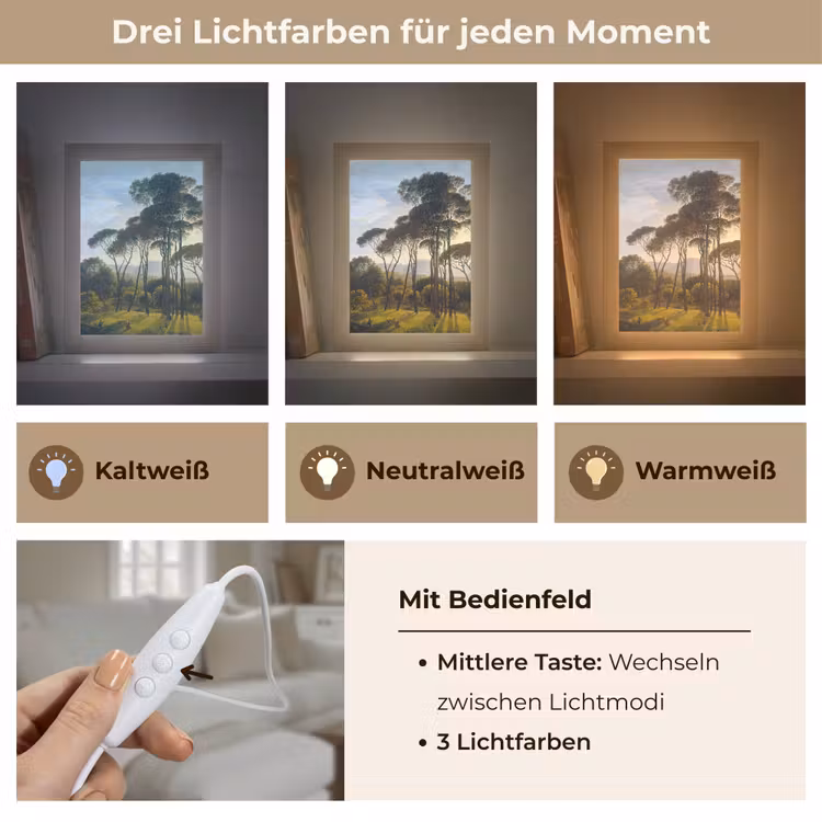 Italiaans landschap met parasoldennen - Kunst - Oude meesters Light Box met kabel (Tafellamp) klein -USP_lichtkleurDE