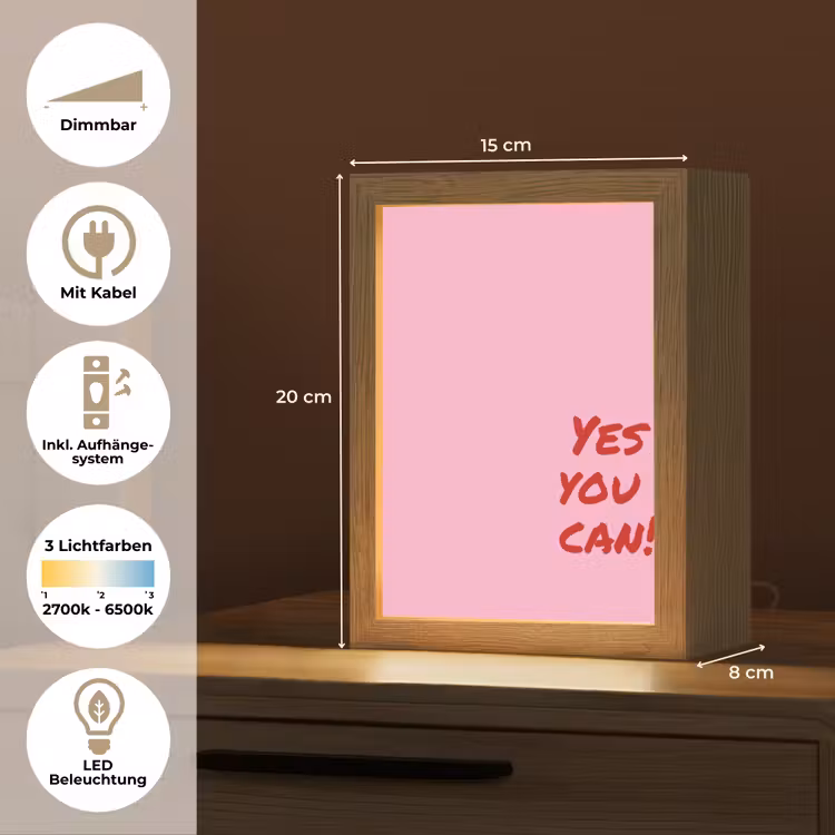 Yes you can do it - Rood - Roze Light Box met kabel (Tafellamp) klein -USP_DE