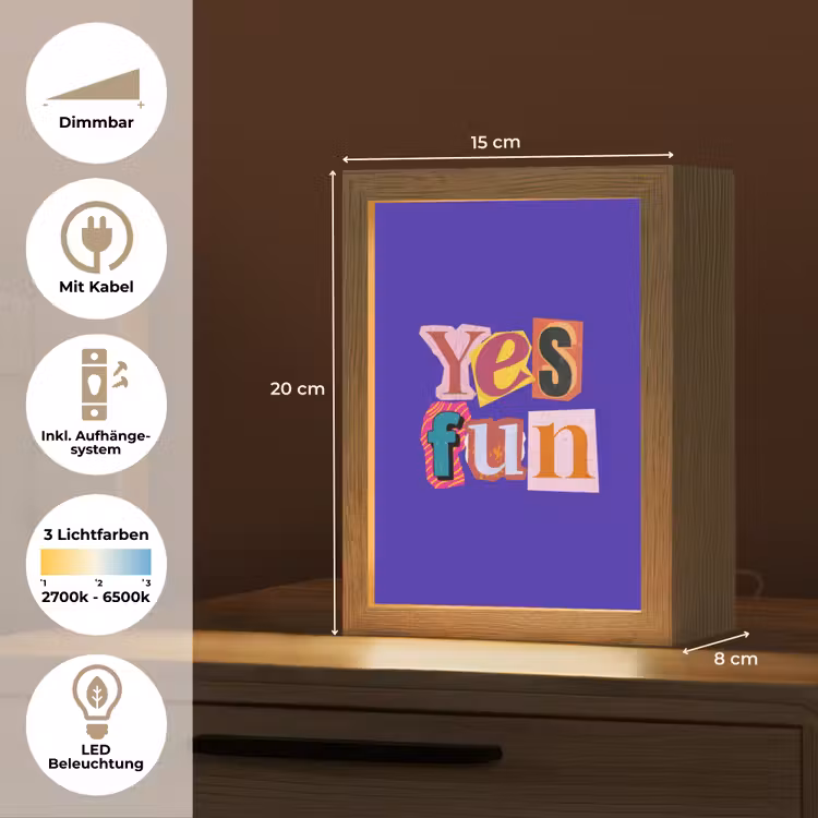 Yes fun - Kleurrijk - Collage-stijl Light Box met kabel (Tafellamp) klein -USP_DE