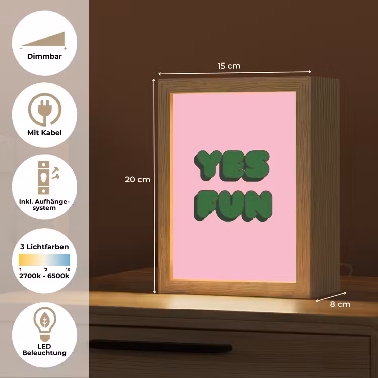 Yes fun - Groen - Roze Light Box met kabel (Tafellamp) klein -USP_DE