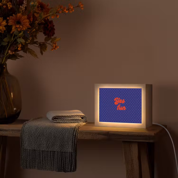 Yes fun - Rood - Blauw - Stippen Light Box met kabel (Tafellamp) klein -sfeer4