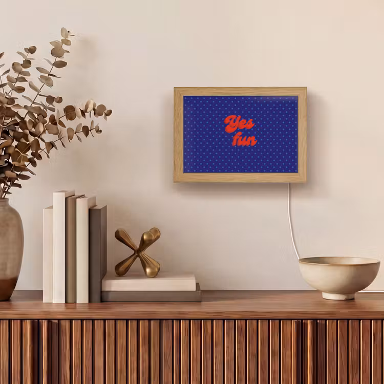 Yes fun - Rood - Blauw - Stippen Light Box met kabel (Tafellamp) klein -sfeer2
