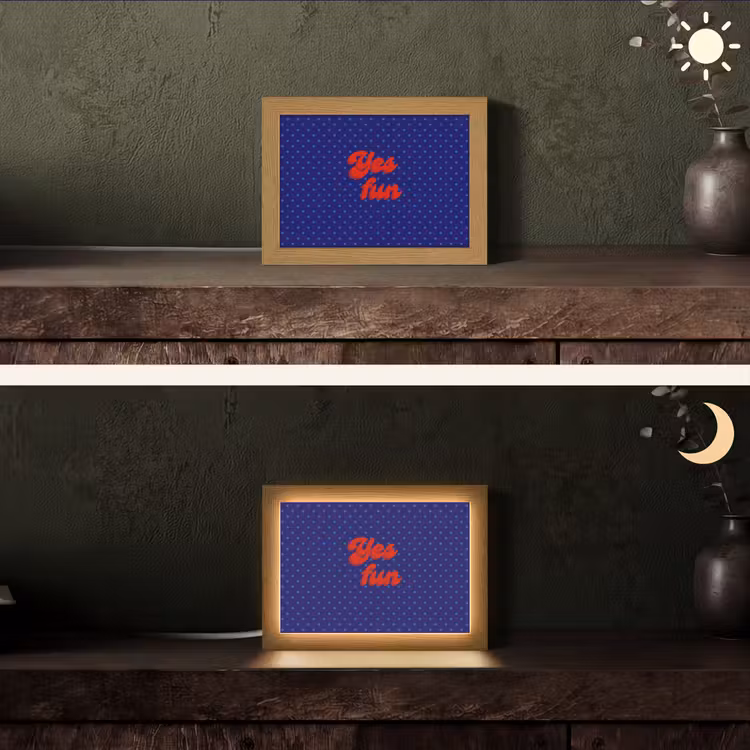 Yes fun - Rood - Blauw - Stippen Light Box met kabel (Tafellamp) klein -sfeer3