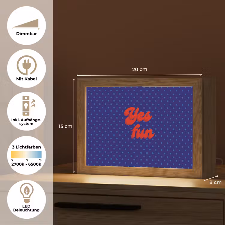 Yes fun - Rood - Blauw - Stippen Light Box met kabel (Tafellamp) klein -USP_DE