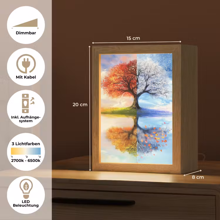 Seizoenen - Kunst - Boom - Winter - Herfst Light Box met kabel (Tafellamp) klein -USP_DE