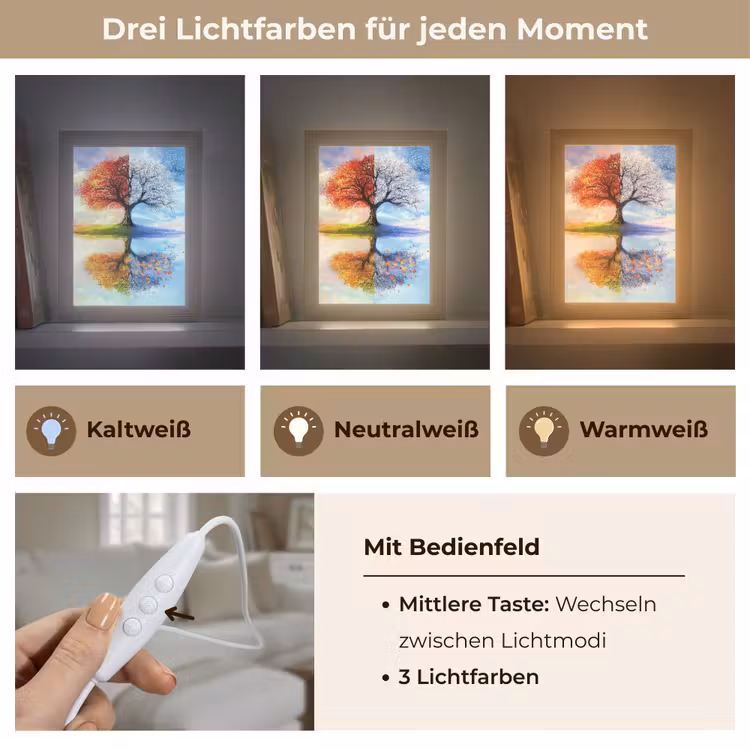 Seizoenen - Kunst - Boom - Winter - Herfst Light Box met kabel (Tafellamp) klein -USP_lichtkleurDE