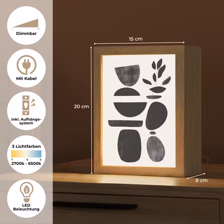 Japandi - Zwart - Abstract Light Box met kabel (Tafellamp) klein -USP_DE