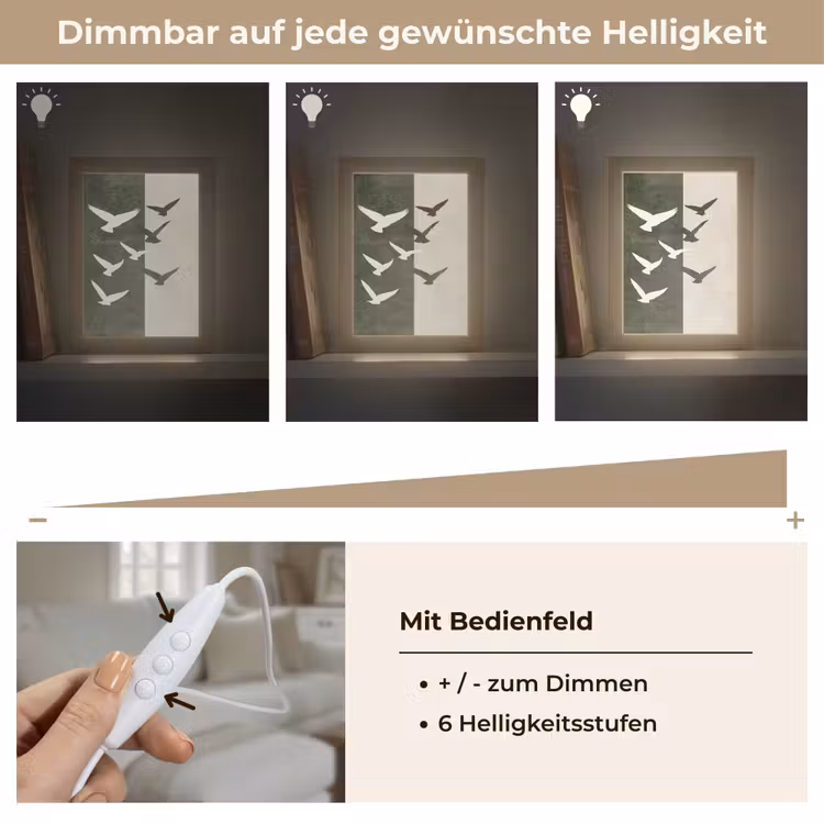 Japandi - Vogel - Groen Light Box met kabel (Tafellamp) klein -USP_dimbaarDE
