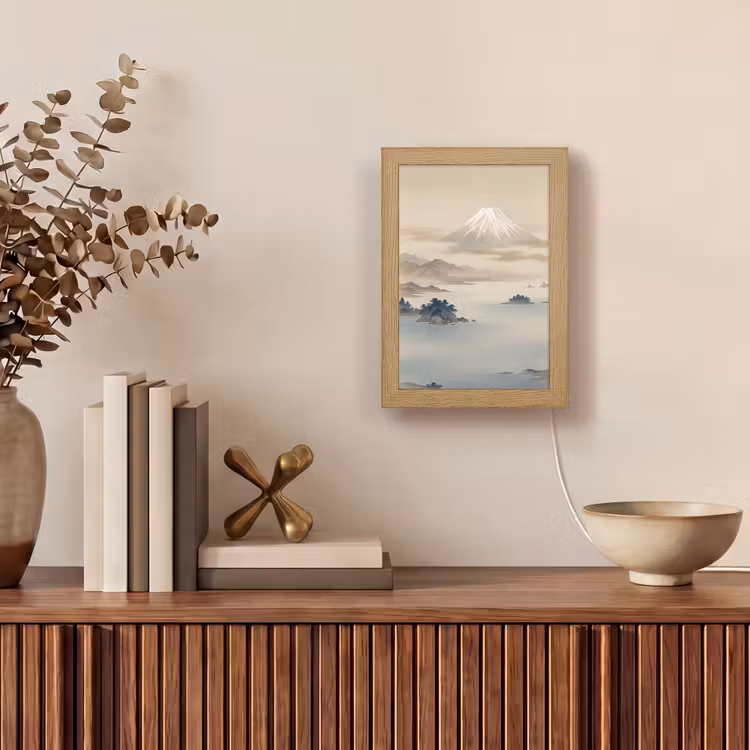 Japans - Landschap - Beige Light Box met kabel (Tafellamp) klein -sfeer2