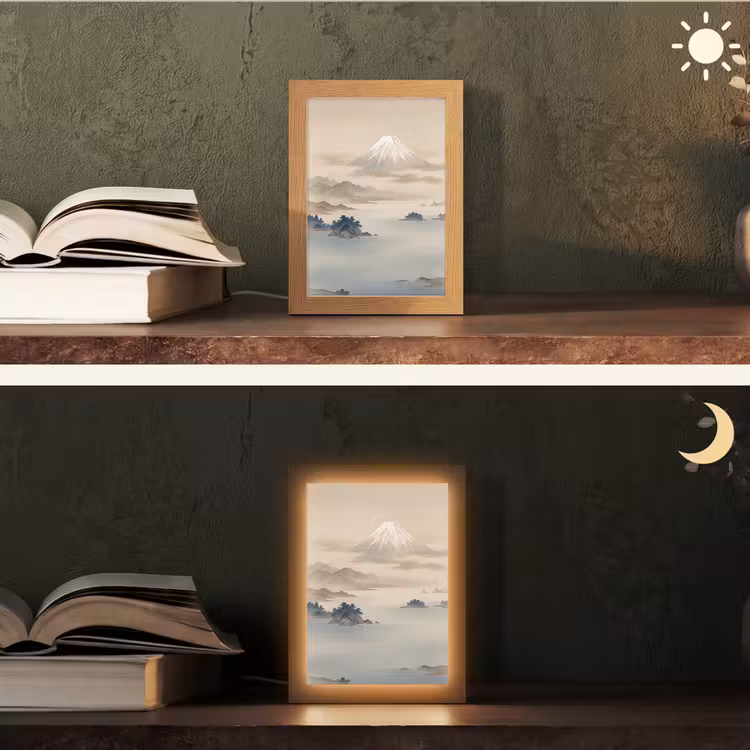 Japans - Landschap - Beige Light Box met kabel (Tafellamp) klein -sfeer3