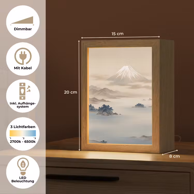 Japans - Landschap - Beige Light Box met kabel (Tafellamp) klein -USP_DE