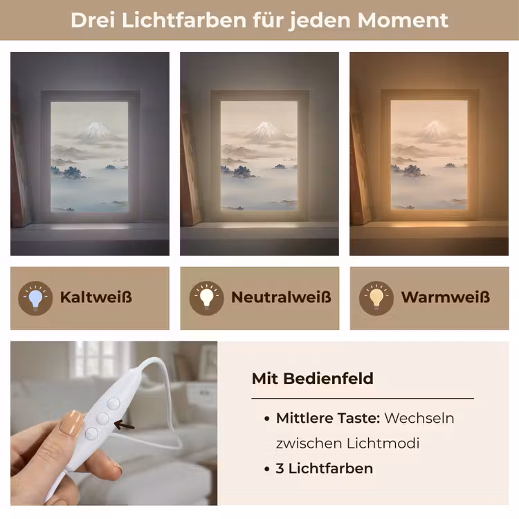 Japans - Landschap - Beige Light Box met kabel (Tafellamp) klein -USP_lichtkleurDE