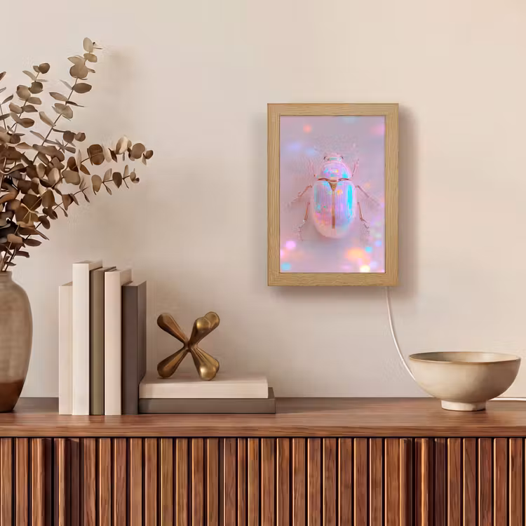 Kever - Metallic - Lichteffect - Roze Light Box met kabel (Tafellamp) klein -sfeer2