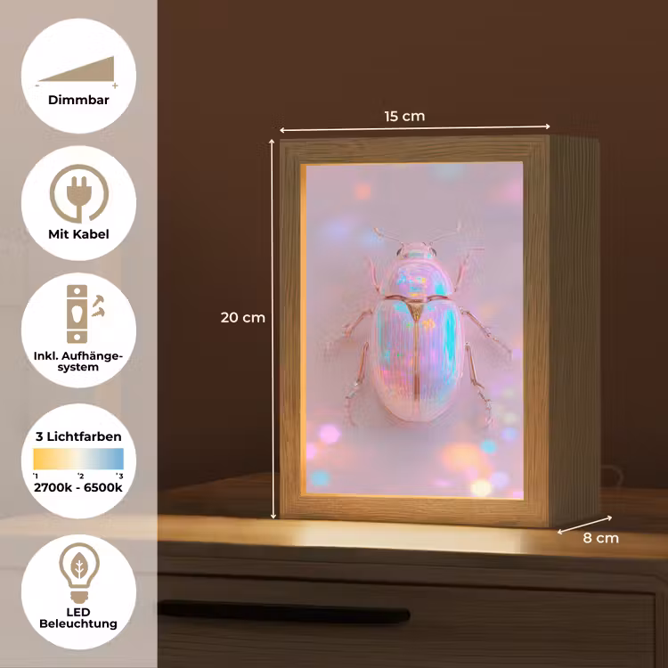 Kever - Metallic - Lichteffect - Roze Light Box met kabel (Tafellamp) klein -USP_DE