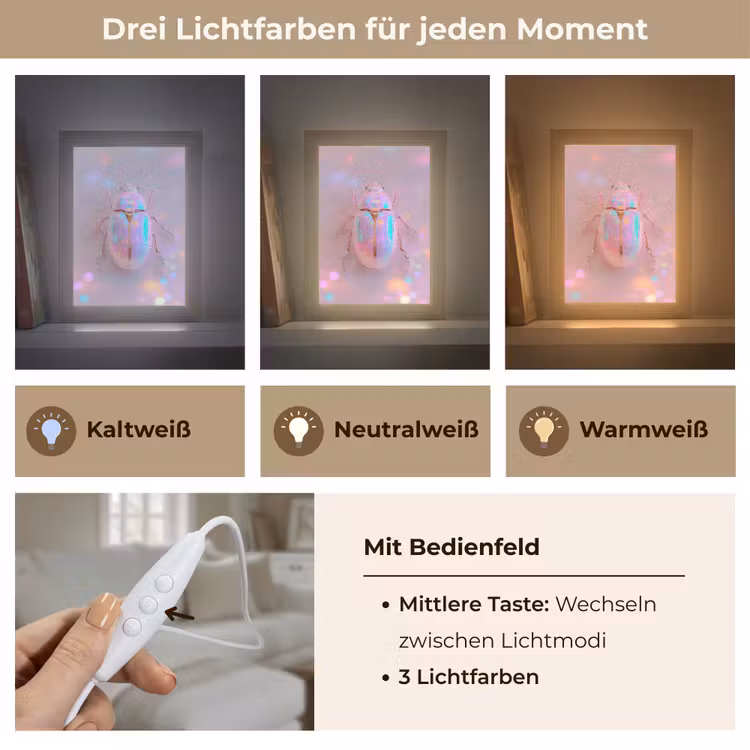 Kever - Metallic - Lichteffect - Roze Light Box met kabel (Tafellamp) klein -USP_lichtkleurDE