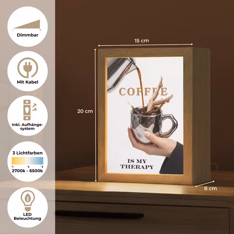 Koffie - Mok - Kan - Therapie Light Box met kabel (Tafellamp) klein -USP_DE