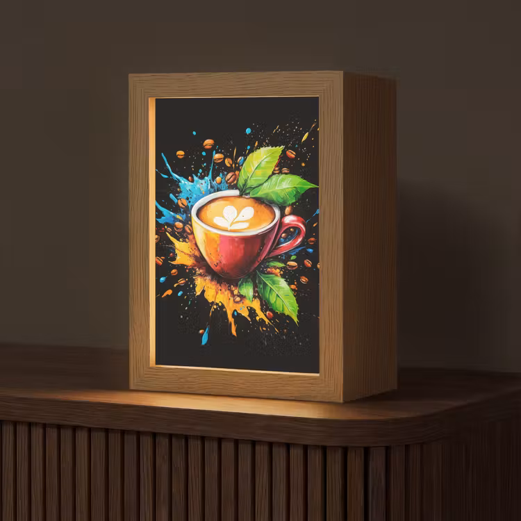 Koffie - Graffiti - Drinken - Abstract Light Box met kabel (Tafellamp) klein -z3d_website