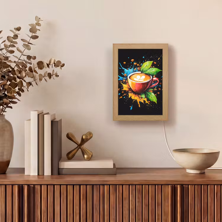 Koffie - Graffiti - Drinken - Abstract Light Box met kabel (Tafellamp) klein -sfeer2