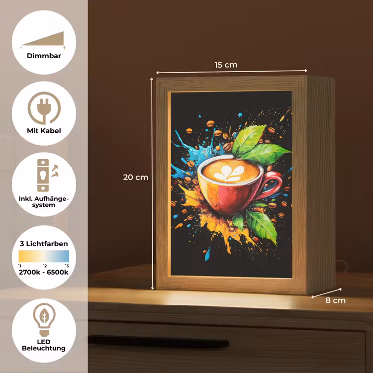 Koffie - Graffiti - Drinken - Abstract Light Box met kabel (Tafellamp) klein -USP_DE