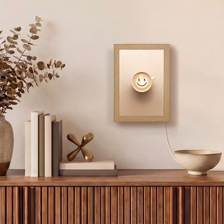 Koffie - Melkschuim - Lach - Beige Light Box met kabel (Tafellamp) klein -sfeer2